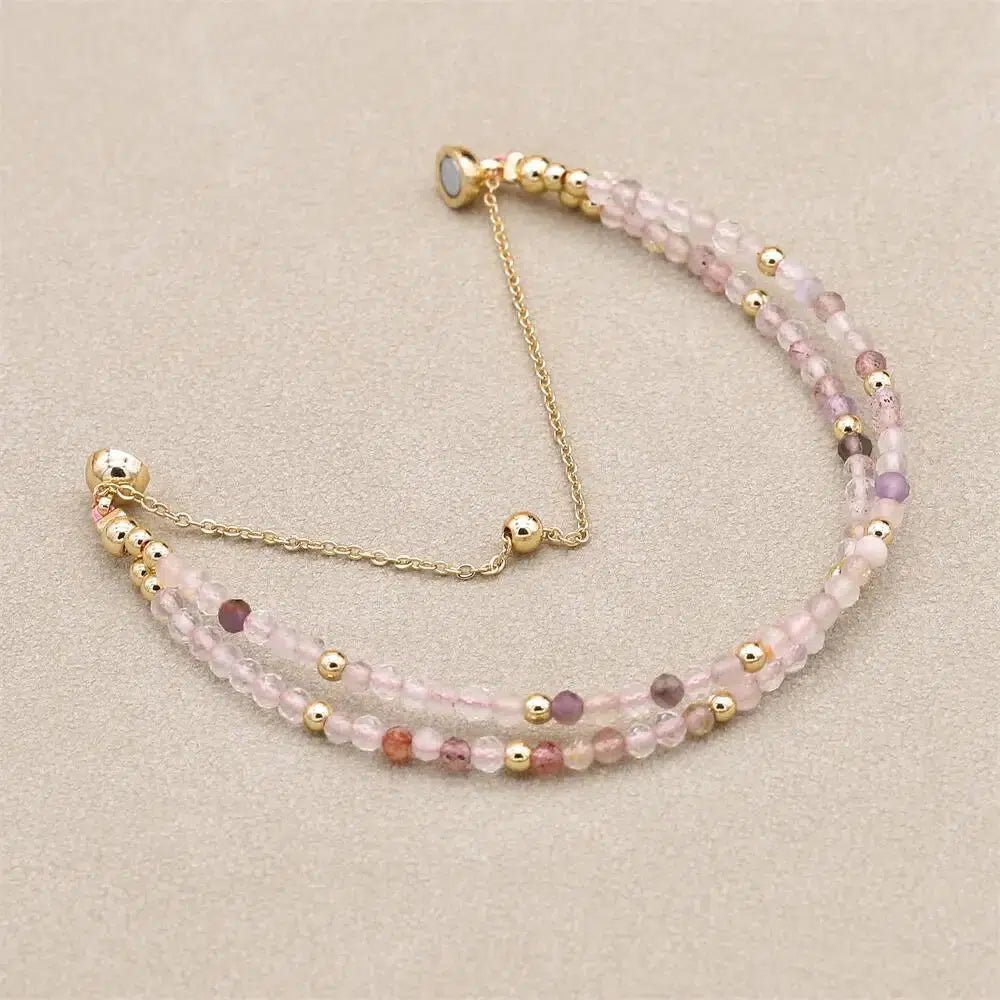 Bracelet double rangs en Cristal rose