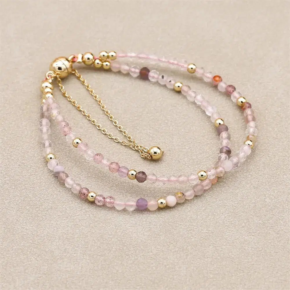 Bracelet double rangs en Cristal rose