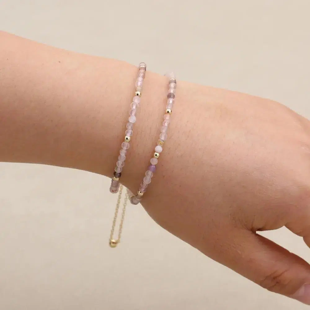 Bracelet double rangs en Cristal rose