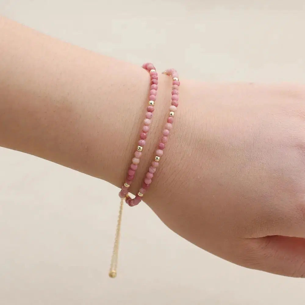 Bracelet double rangs en Rhodonite naturelle