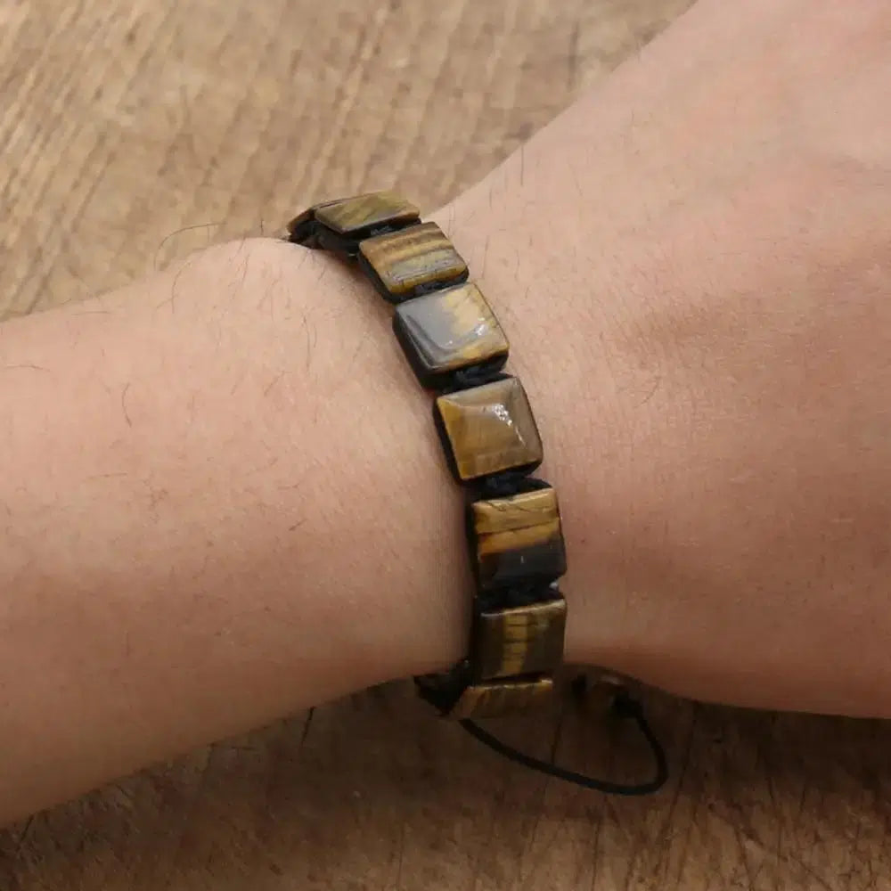 Bracelet en pierres d'Œil de tigre carrées