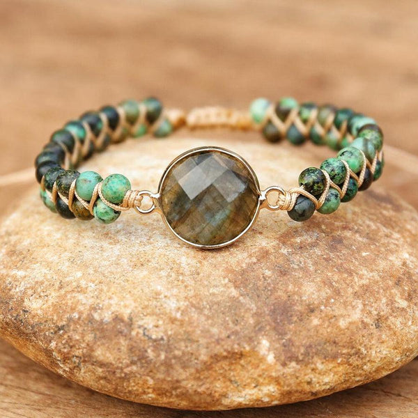 Bracelet rigide fin en labradorite, pierre naturelle  Labradorite, Anneaux  de pierres précieuses, Bracelet