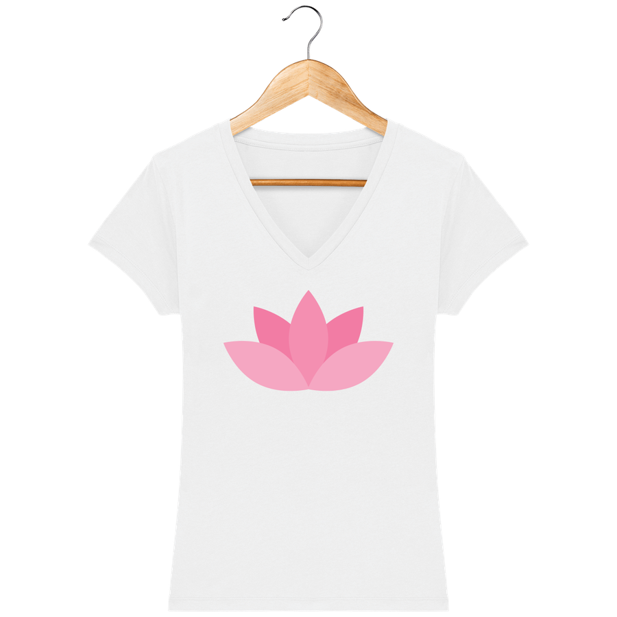 T shirt Femme col V en coton bio Fleur de Lotus