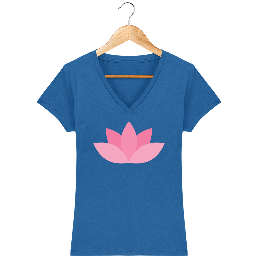 T shirt Femme col V en coton bio Fleur de Lotus