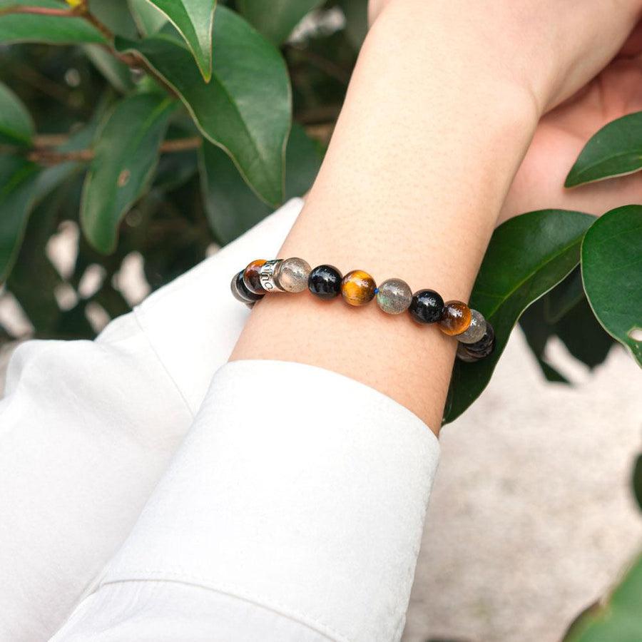 Bracelet de « Protection extrême » en Labradorite, Obsidienne Noire et Oeil de Tigre